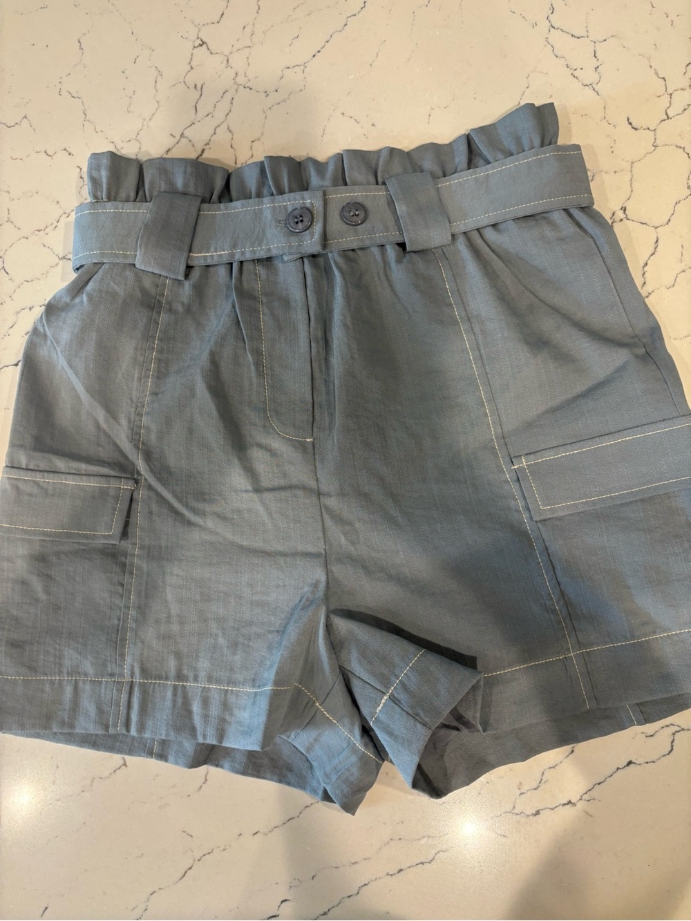 Moon River Slate Blue Paperbag Waist Cargo Shorts in XS or Medium NWT